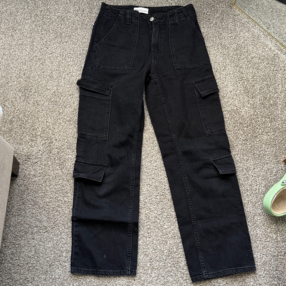 Zara Black High-Rise Cargo Pants